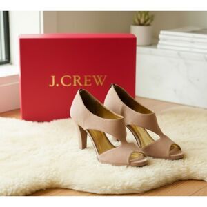 J Crew Heels Alecia Suede Platform Peep Toe Paris Pink Italian Shoes w/Box Sz 6